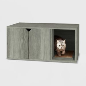 Way Basics Eco Cat Litter Box Enclosure - Gray Wood Grain