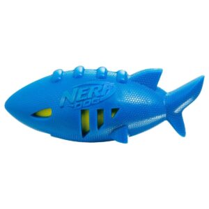 NERF Shark Super Soaker Football Dog Toy - Blue/Green - 7"