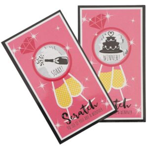 Paper Junkie 60-Pack Scratch Off Card Bridal Shower Games, Bachelorette Party Engaging Game Cards, Ring & Champagne Glasses Design in Pink