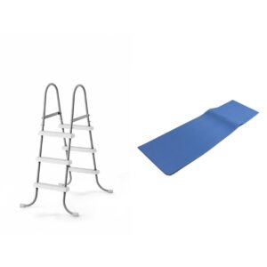 Intex Above Ground Steel Frame Pool Ladder 42-Inch + Protective Pool Ladder Mat