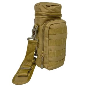 Pathfinder Outdoor Portable Water Bottle Carry Bag with Adjustable Strap and Shoulder Pad for Hiking, Camping, Hunting, and the Classroom, Coyote Tan