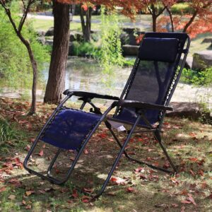Timber Ridge FC-630-68080 Zero Gravity Locking Outdoor Patio Sun Lounger Recliner Lounge Chair with Cupholder, Blue (2 Pack)