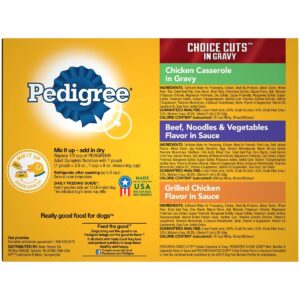 Pedigree Pouch Choice Cuts In Gravy Wet Dog Food Grilled Chicken, Beef & Chicken Casserole - 3.5oz/18ct Variety Pack
