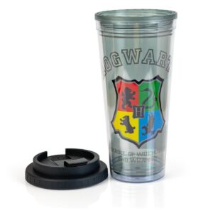 Silver Buffalo Harry Potter Hogwarts Crest 24oz Double Walled Plastic Travel Mug