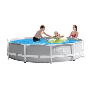 Intex 26701EH 10ft x 30in Prism Metal Frame Outdoor Above Ground Swimming Pool Set with 330 GPH Filter Pump and Easy Set-Up, fits up to 4 People