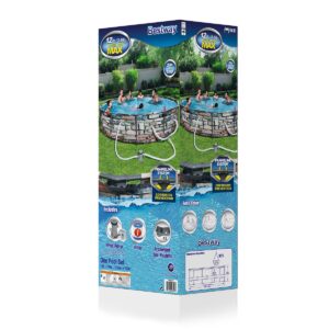 Bestway 56817E 12' x 30" Steel Pro Max Round Above Ground Swimming Pool Kit with Filter Pump and Filter, Stone Print