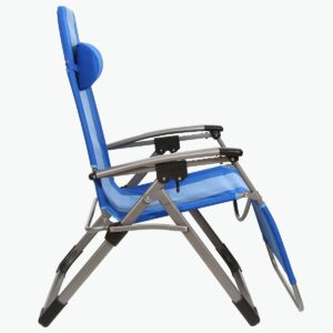 Kamp-Rite KAMPAC186 Outdoor Furniture Camping Beach Patio Sports Oversized Anti Gravity Folding Reclining Chair, Blue