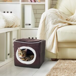 Pet Pal Cozy Cave Enclosed Cube Pet Bed - Dark Coffee