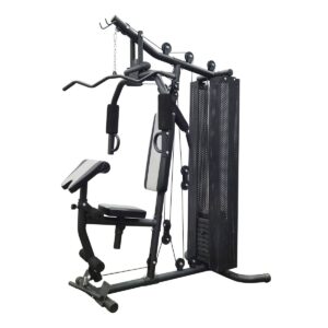 BalanceFrom Home Gym Bench Workout Station with 380 Pound Resistance, and 1 Inch Thick Floor Puzzle Exercise Mat, 24 Sq Ft, Black