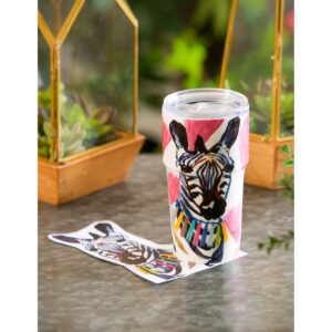 Evergreen Flag Double Wall Ceramic Companion Cup with Tritan Lid, 13 OZ, Safari Brush