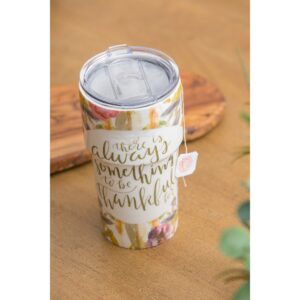 Evergreen Cypress Home Double Wall Ceramic Companion Cup with Tritan Lid, 13 OZ, Autumn Leaves