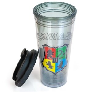 Silver Buffalo Harry Potter Hogwarts Crest 24oz Double Walled Plastic Travel Mug
