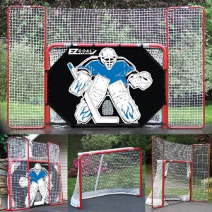EZ Goal Folding Hockey Training Goal Net w/ Backstop, Targets, & Shooter Tutor