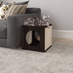 Way Basics Eco Cube Cat Scratcher - S/M - Espresso Brown