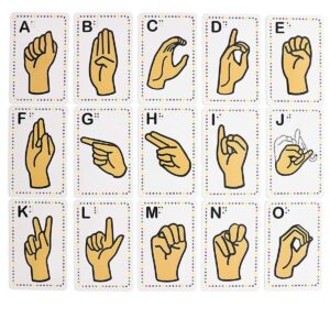 Bright Creations 26-Count Magnetic Sign Language Alphabet Flash Cards with Gestures Uppercase Letters Card for Kids Learning ABC Whiteboard Classroom