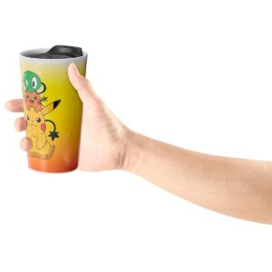 Just Funky Pokémon XY Series Travel Mug | Pikachu, Dedenne, & Squishy | Holds 16 Ounces