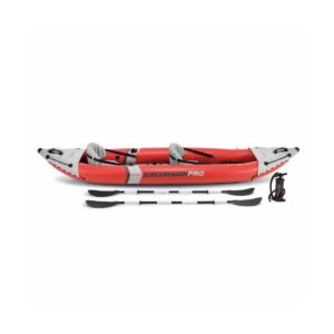 Intex 68309EP Excursion Pro Inflatable 2 Person Vinyl Kayak with Aluminum Oars, Fishing Rod Holders, and High Output Pump for Rivers, Lakes, & Ocean
