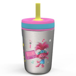 DreamWorks Trolls 12oz Stainless Steel Spill Proof Straw Tumbler - Zak Designs