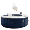 Intex 28405E PureSpa 4 Person Home Inflatable Portable Heated Round Hot Tub Spa 58-inch x 28-inch with Bubble Jets, Heat Pump, and Drink Holder Tray