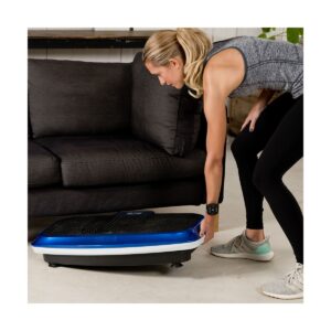 Lifepro Portable Home Body Weight Training Fitness Exercise Workout Turbo 3D Vibration Plate Platform Equipment Machine Set w/ Resistance Bands, Blue