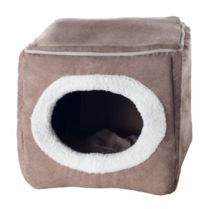 Pet Pal Cozy Cave Enclosed Cube Pet Bed - Light Coffee