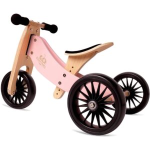 Kinderfeets Children's Riding Toy Bundle with Black Adjustable Sport Toddler/Kids Bike Helmet and Tiny Tot PLUS 2-in-1 Balance Bike and Tricycle, Rose