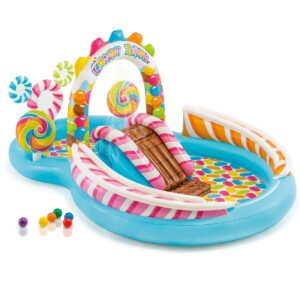 Intex 120V Quick Fill Electric Air Pump & 9ft x 51in Kids Inflatable Candy Pool