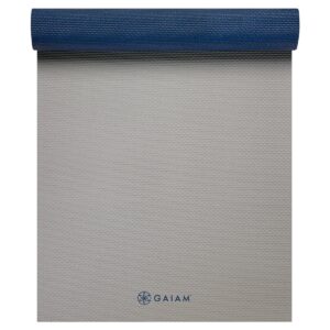 Gaiam 2 Color Premium Yoga Mat - Gray/Blue (6mm)