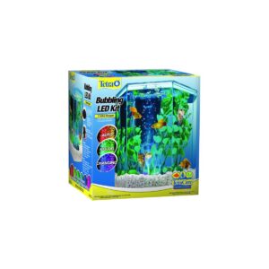 Tetra Bubbling LED Kit 1 Gallon, Hexagon Aquarium With Color-Changing Light Disc