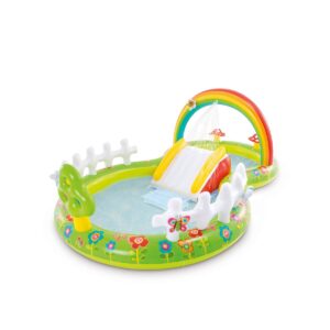 Intex 57154EP 114 Inch Colorful Inflatable My Garden Water Filled Extra Padded Outdoor Play Center with Slide and Built In Sprayer