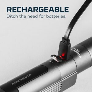 NEBO FRANKLIN Dual 500 Lumen Magnetic Handheld Work Light Flashlight with 7 Light Modes, Includes Rechargeable Battery and Pocket Clip