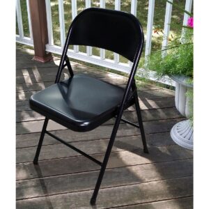 Plastic Development Group 703 Indoor/Outdoor Patio Dining Room Metal Steel Folding Fold Up Party Chair, Black