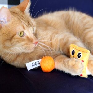 Quirky Kitty Cheesy Puffs Cat Toy - Orange - 2pk