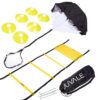 Juvale Speed and Agility Ladder Training Set with 6 Cones and Resistance Parachute, 20 Feet