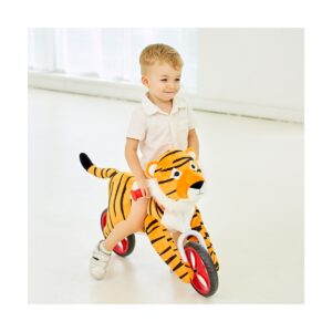 Wonder&Wise Kid's Animal Plush Toddler 20.5 Inch Tall Adjustable Training Balance Bike Ride On Toy, Ages 2 Years Old to 5 Years Old, Tiger