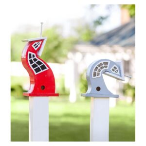 Wind & Weather Handcrafted Made in USA Gray Swaying Surrealist Wooden Birdhouse