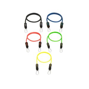 Bodylastics Fitness Max Tension 5 Piece Resistance Bands Max Tension Set with Steel Wall 8 Prong Rack for Upper Lower Body Strength Training Exercises
