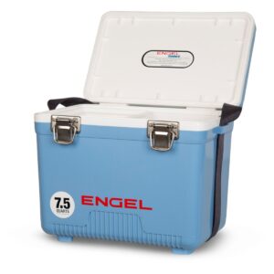 Engel 7.5-Quart 8-Can EVA Gasket Seal Ice and DryBox Cooler with Carry Handles and Shoulder Strap, Blue