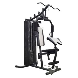 BalanceFrom Home Gym Bench Workout Station with 380 Pound Resistance, and 1 Inch Thick Floor Puzzle Exercise Mat, 24 Sq Ft, Black
