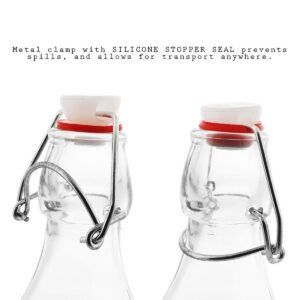 6 Swing Top Glass Bottles w/ Cleaning Brush For Kombucha Beer Brewing Clear 8 oz