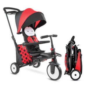 smarTrike STR5 Folding Toddler Tricycle with Customized Embroidery 7-in-1 Multi-Stage Trike - Red - 1-3 Years