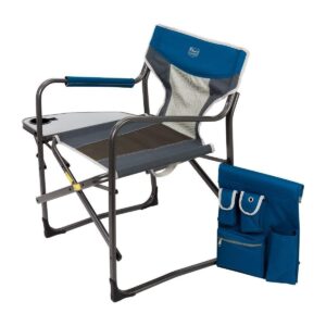 Timber Ridge Portable Lightweight Aluminum Frame Folding Camping Directors Chair with Side Table & Cupholder, Blue/Black/Gray
