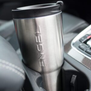 Engel Coolers 30-Ounce Stainless Steel Double Wall Vacuum-Insulated Hot/Cold Drinks Travel Tumbler with No-Spill Lid and Non-Slip Base, Silver
