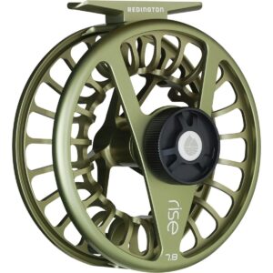 Redington Rise Mighty Powerful Solid Ambidextrous Angler 5/6 Fly Fishing Reel with Protective Nylon Carry Case, Olive