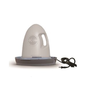 K&H Pet Products 2061 Thermo Heated Poultry Waterer with No Roost Top, Filtered Water Tray, Spill Proof Cap for Chickens & Birds, 2.5 Gallon Capacity