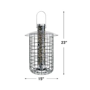 Droll Yankees Sunflower Domed Cage Shelter Feeder - Silver