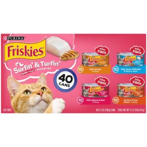 Purina Friskies Prime Filets Surfin' & Turfin' Favorites Wet Cat Food - 5.5oz/40ct Variety Pack
