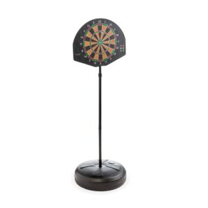 HearthSong 2-in-1 Basketball and Magnetic Dart Game for Indoor Play with Six Darts, Inflatable Basketball, Pump, and Hoop