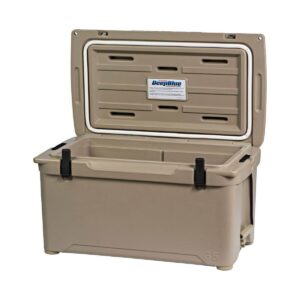 Engel High Performance 58-Quart Portable Seamless Rotomolded Airtight 70 Can Hard Cooler and Ice Box for Camping, Sports Events, and Fishing, Tan