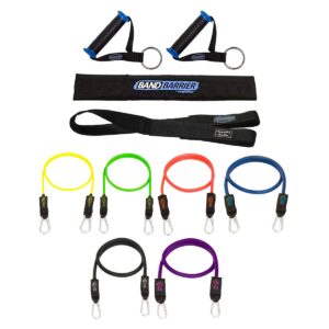 Bodylastics Max Tension 10 Piece Full Body Exercise Equipment Set with Anti Snap Weight Resistance Bands, Handles, Nylon Protector Sleeve, and Anchors